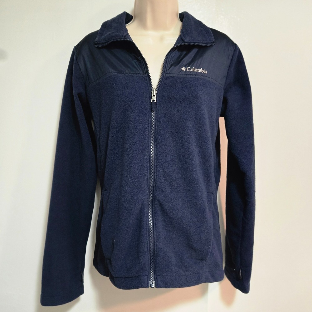 Columbia Interchange Womens Size XL Navy Blue Full Fleece Jacket  Zip